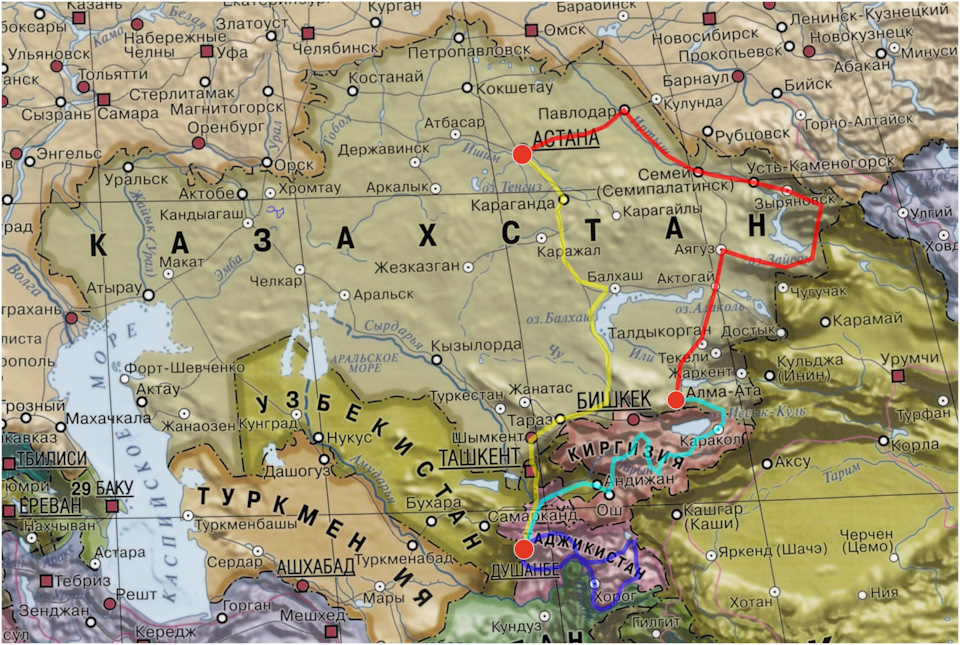 Карта границ россии и казахстана
