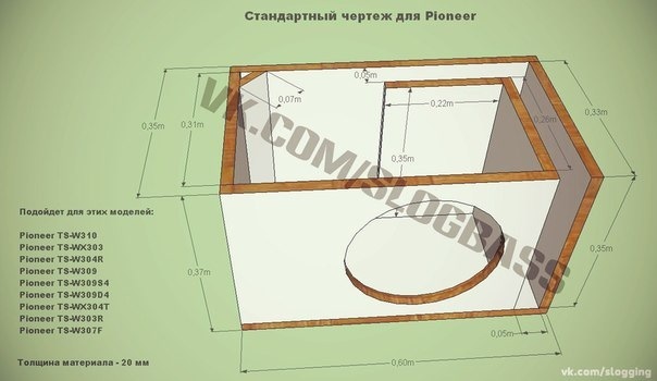 Короб под 12 сабвуфер пионер