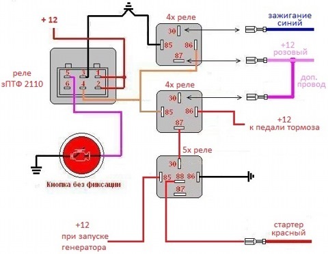 Схема подключения кнопки старт стоп на ваз классика