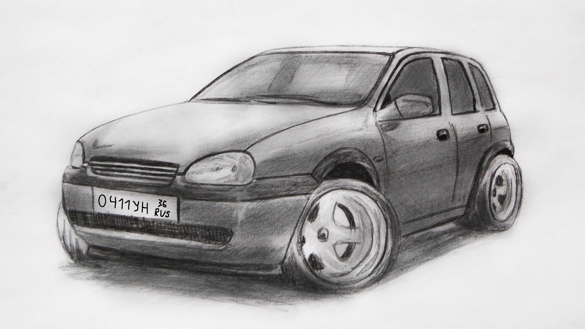 Рисунок машины Opel Corsa b