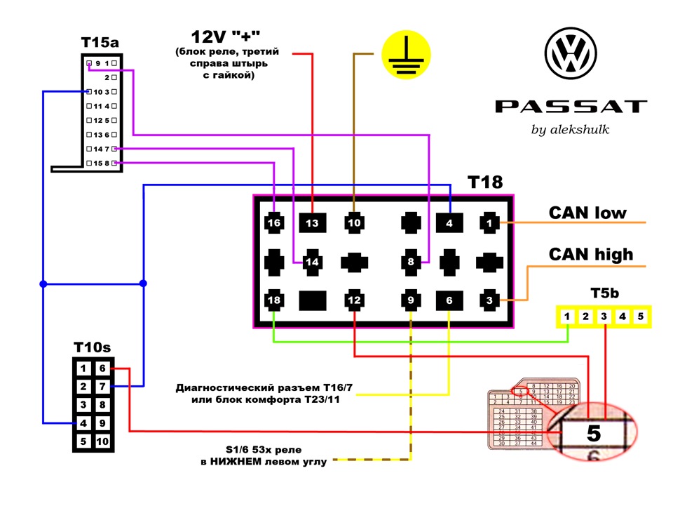 Пассат б5 схема кан шины