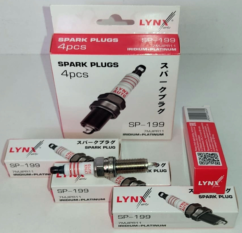 LYNXauto свеча зажигания (Iridium + Platinum), артикул — SP-199 (момент затяжки — 20-25 Нм, межэлектродный зазор 1,1 мм), производитель неизвестен. — Hyundai Creta (1G). Запчасти на фото: SP199