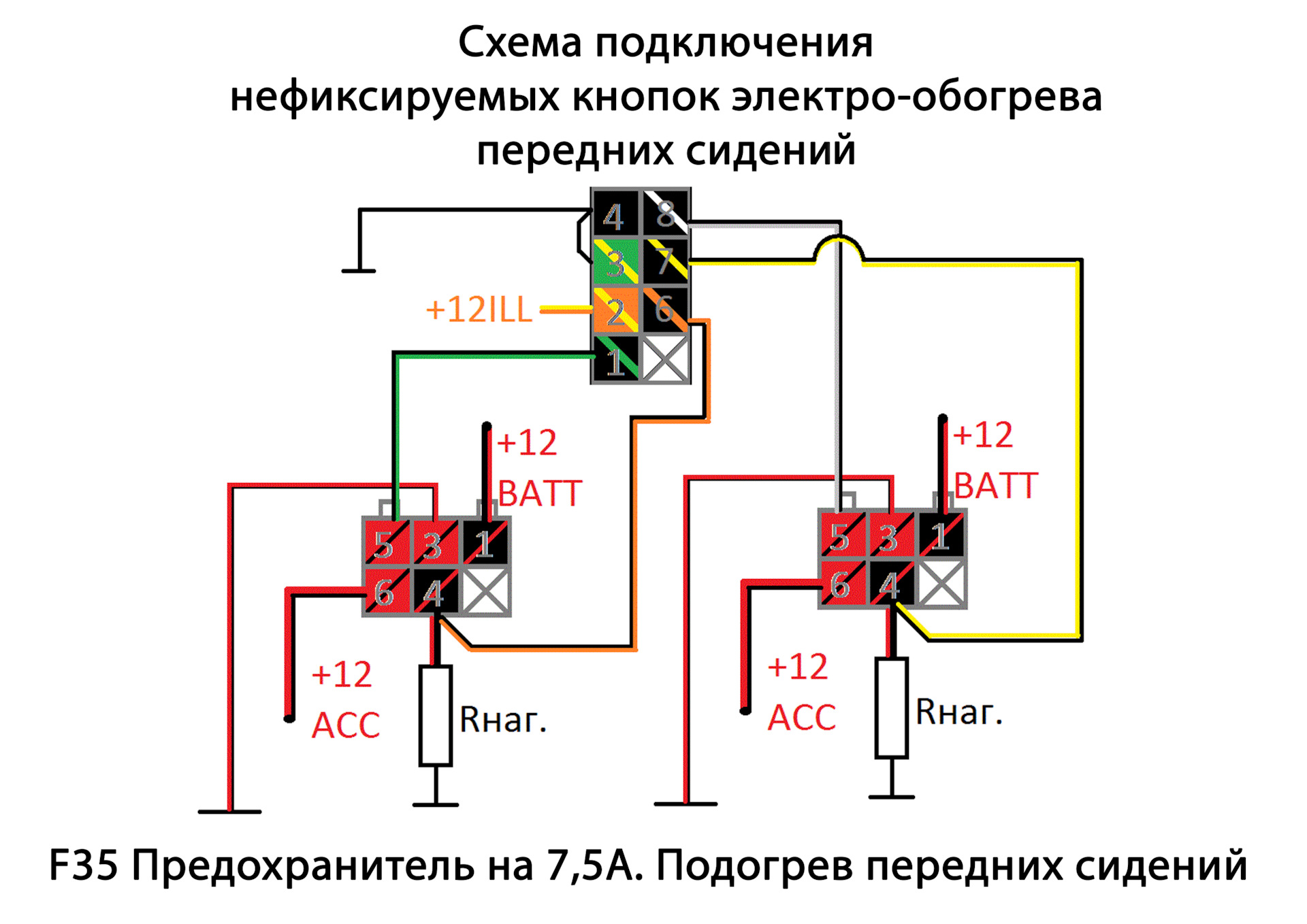 Принцип работы кнопки управления подогревом сидений
