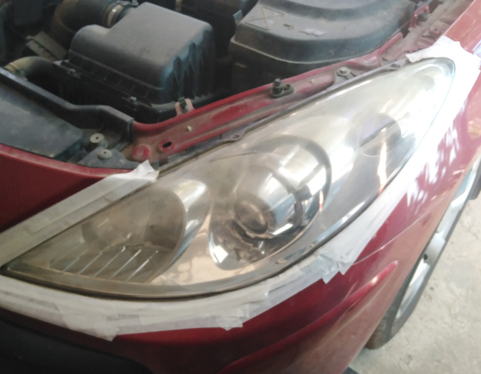 Обработка фар химическим методом ПЕЖО-307 — Peugeot 307, 2 л, 2005 года ...