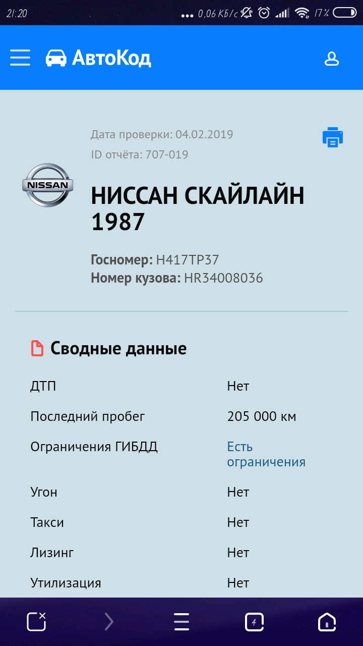 Проверил ведро на автокоде — Nissan Skyline (R34), 0,5 л, 1998 года |  налоги и пошлины | DRIVE2