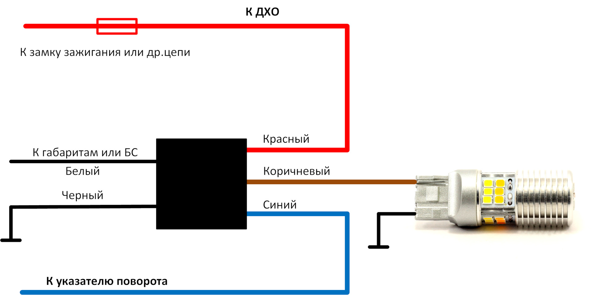 Как правильно подключить дневные ходовые Лампы ДХО в поворотники. Вариант БЕЗ смены патрона. - ДиЛаС на DRIVE2