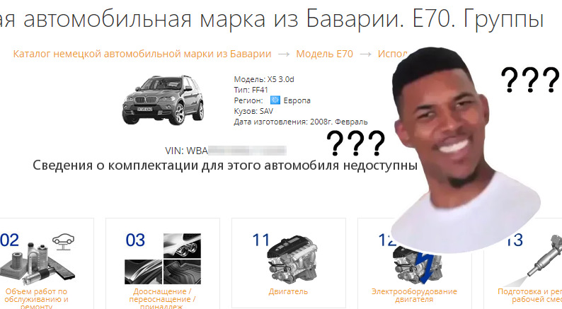 Bmw сведения о комплектации для этого автомобиля недоступны