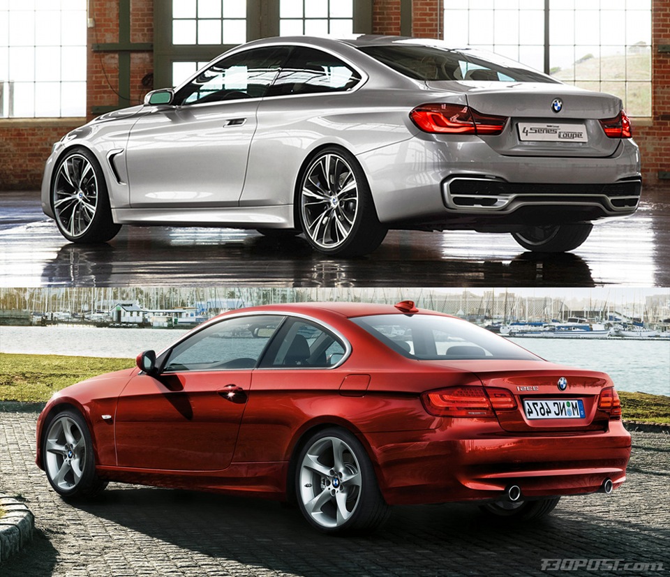 Сравнение: BMW 4 Series Coupe Concept (F32) vs 3 Series Coupe (E92 ...