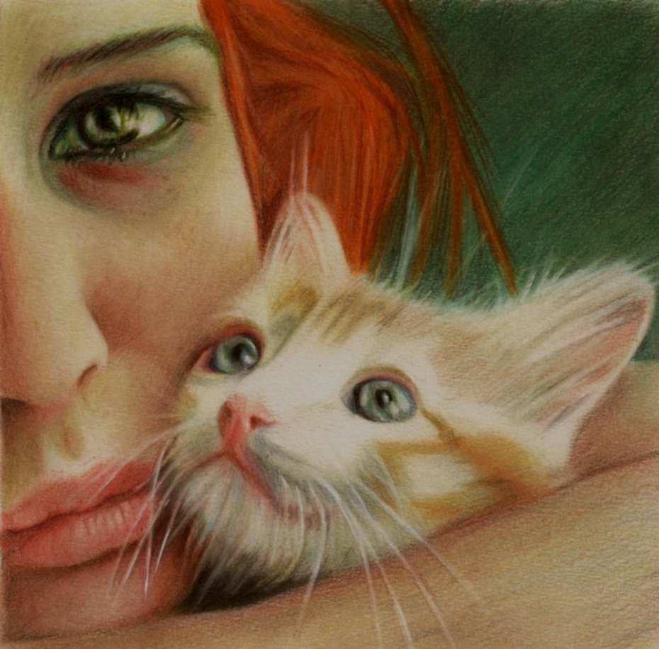 Женщина с котенком картина
