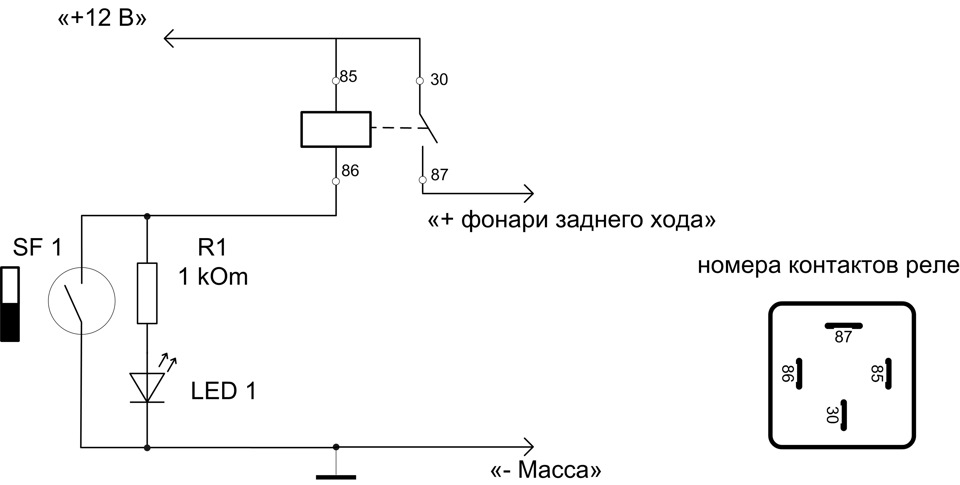 Включение заднего хода