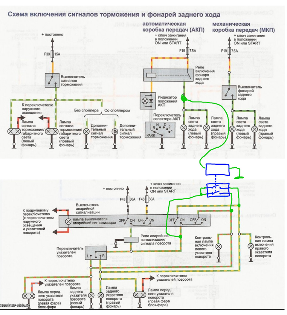 Авто включение аварейки при заднем ходе — Honda CR-V (RD1, RD2), 2 л, 1996  года | своими руками | DRIVE2