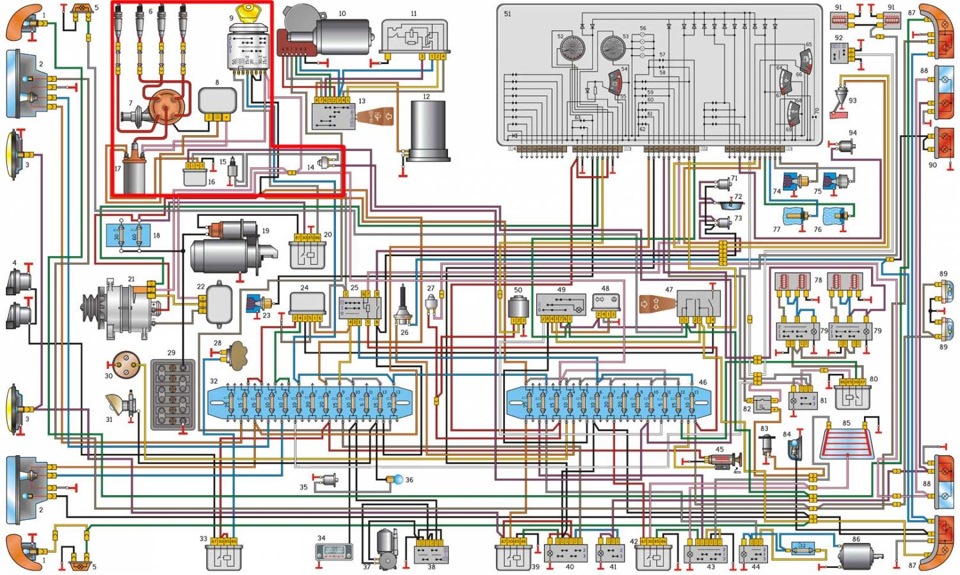 Схема соединения жгута проводов системы управления двигателем ГАЗель-Бизнес