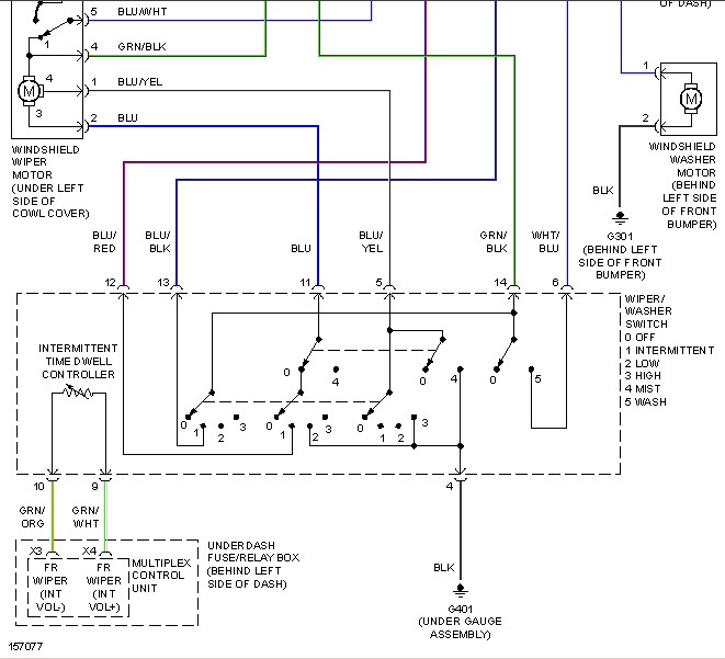 Электросхема заднего стеклоочистителя