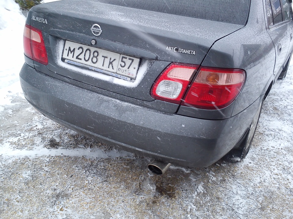 Установка насадки на глушитель — Nissan Almera II (N16), 1,8 л, 2004 ...