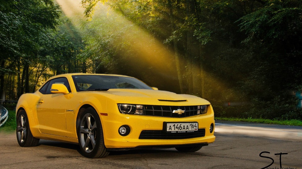 Chevrolet camaro желтого цвета