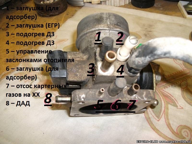 расположение вакуумных трубок дэу нексия 8 клапанов