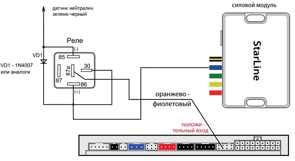 Схема подключения реле старлайн