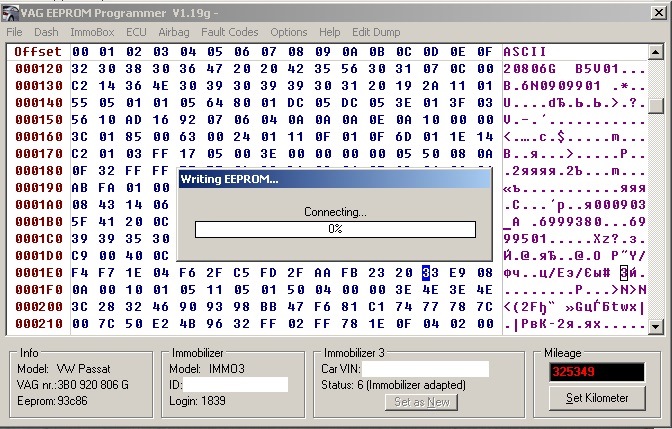 Vag eeprom programmer 1.19 на русском. Дамп eeprom. пин из дампа. дамп ключ. ключи на базе eeprom.