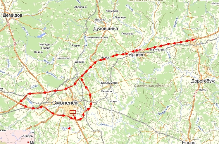 Старая смоленская дорога на современной карте