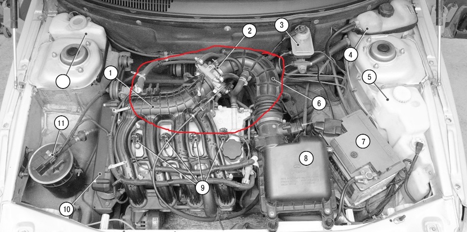 Подкапотное пространство ваз 2104
