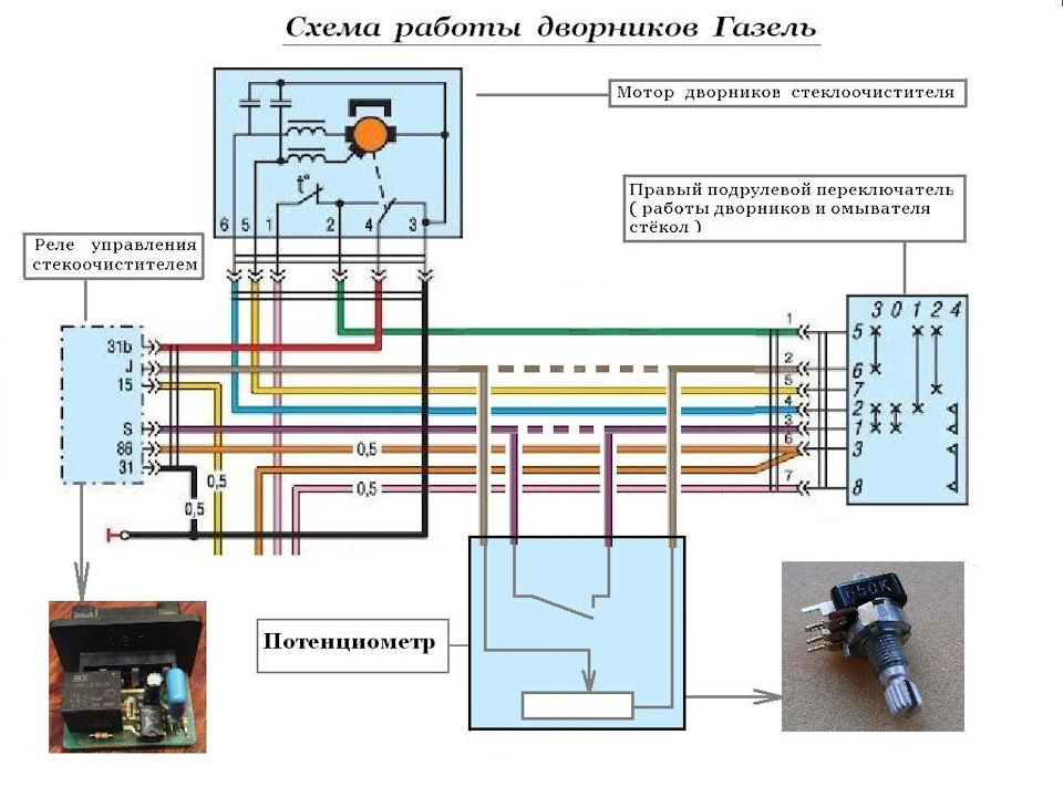 Схема подключения переключателя дворников газель