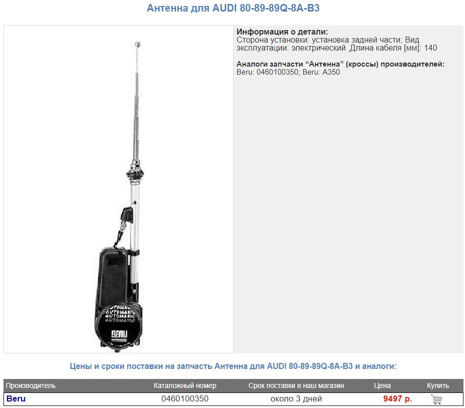 Фото в бортжурнале Audi 80 (B3). Запчасти на фото: 8089890, 0460100350