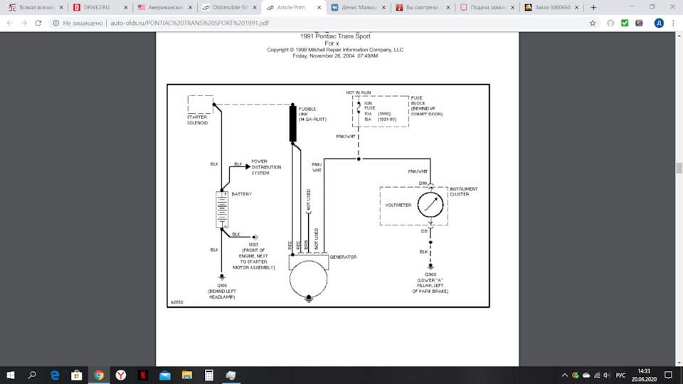сгорел предохранитель ing — Pontiac Trans Sport, 3,1 л, 1991 года ...