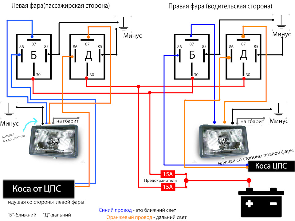 Схема подключения разгрузочного реле