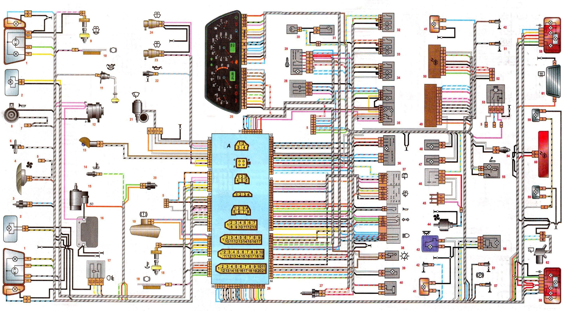 Схема проводки на ваз 2114