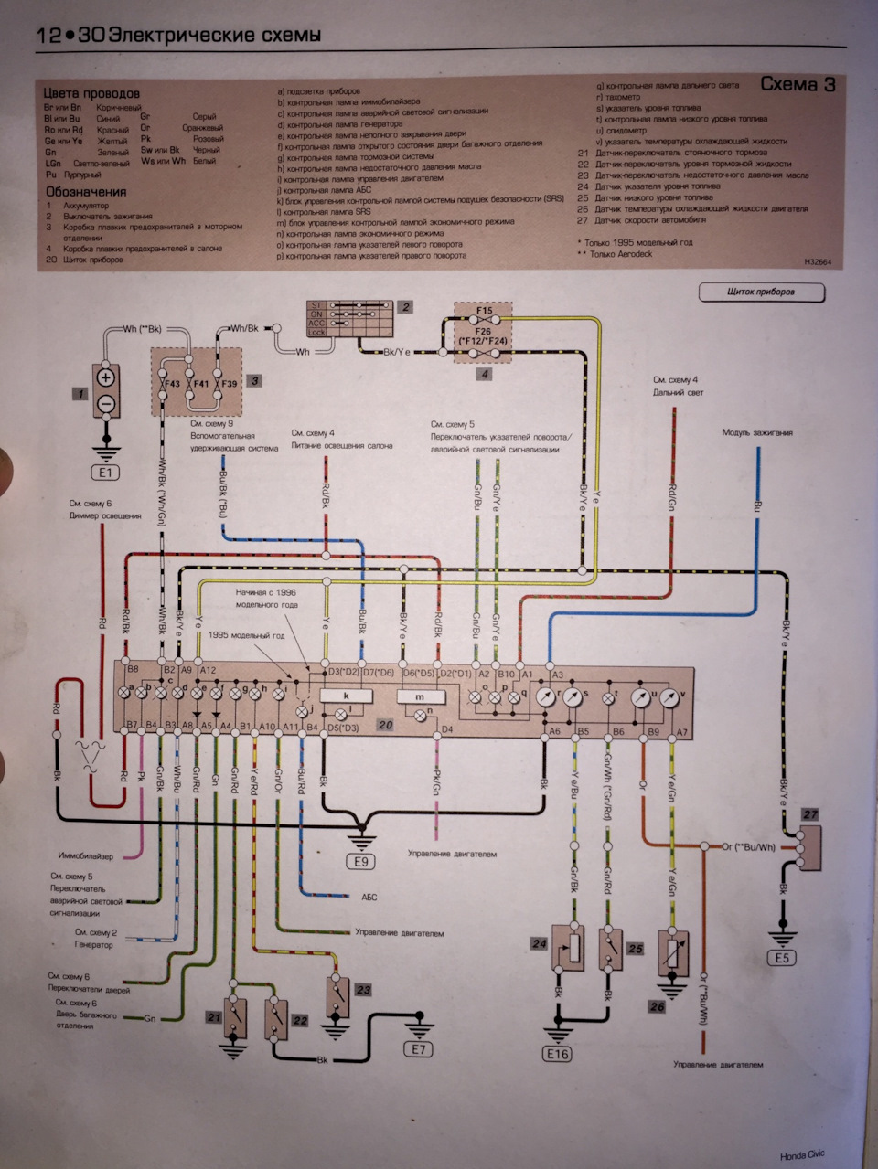 Honda civic 4d электрическая схема