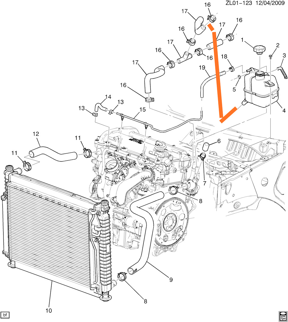 Схема системы охлаждения опель