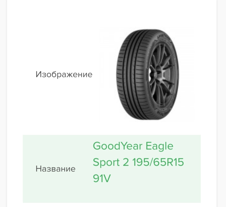 Goodyear eagle sport 195 65 r15