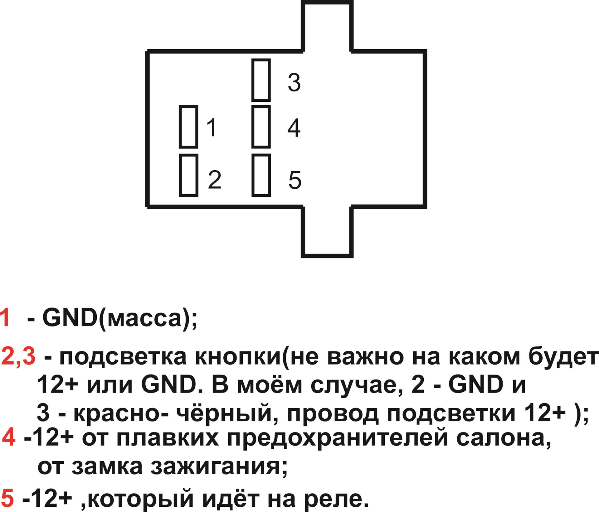 Распиновка переключателя