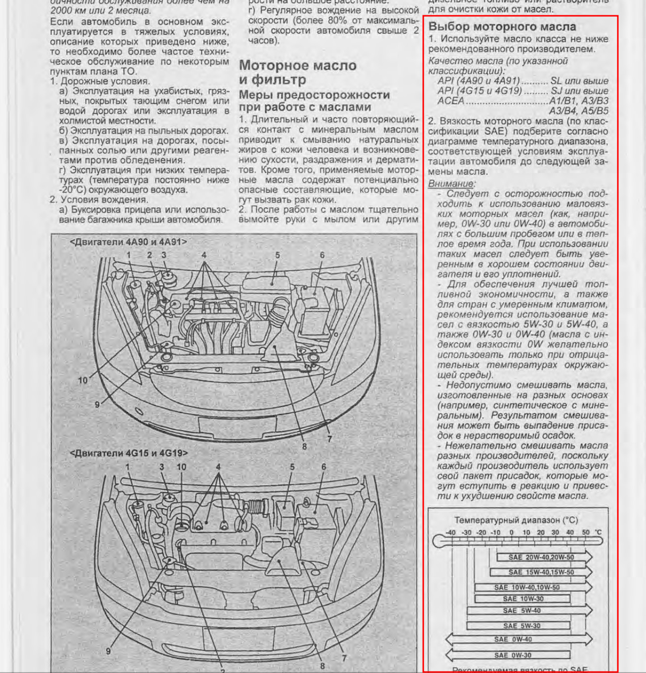 Выбор вязкости моторного масла по мануалу — Mitsubishi Colt VI, 1,3 л, 2002  года | своими руками | DRIVE2