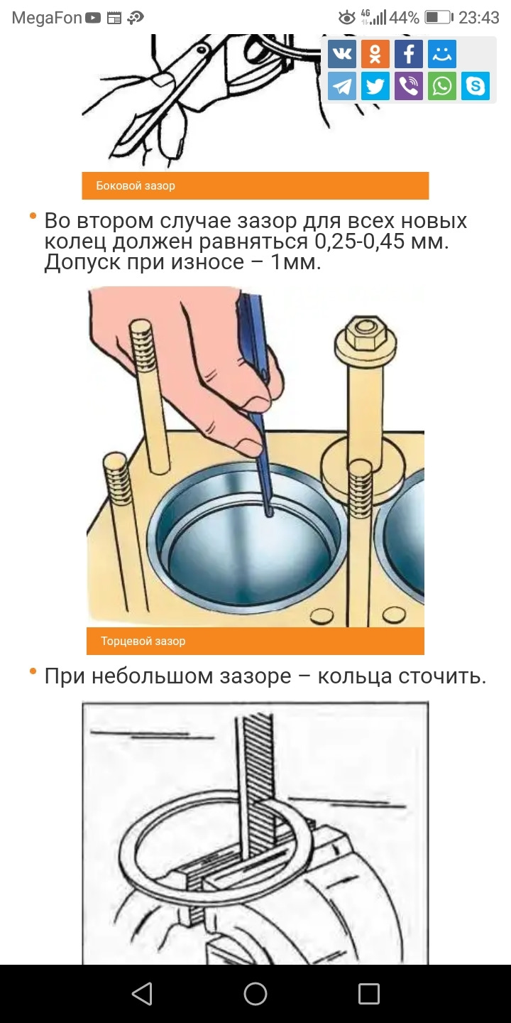 Зазор поршневых колец