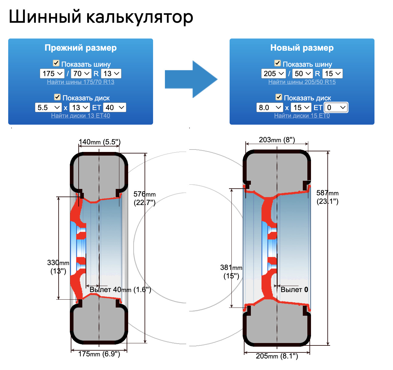 Шинный калькулятор