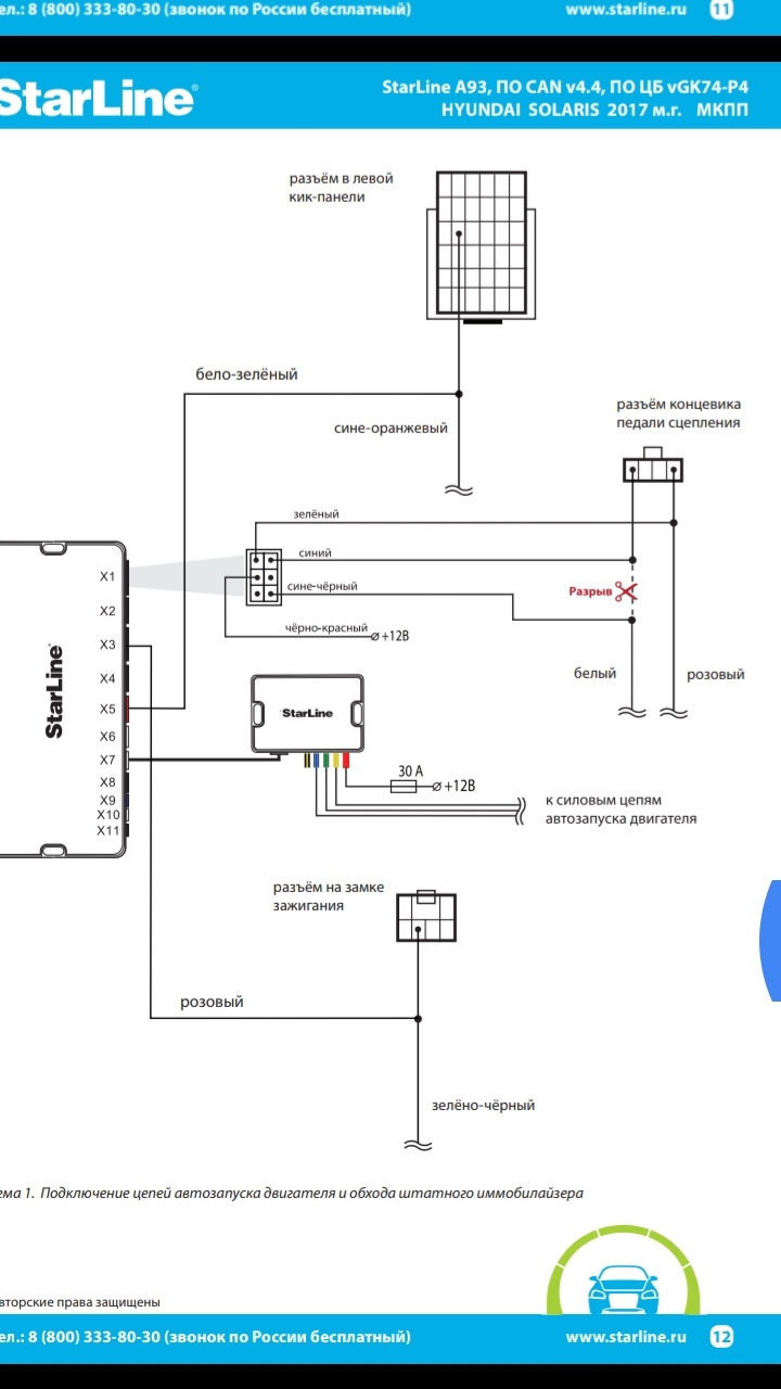 Схема подключения сигнала хендай солярис
