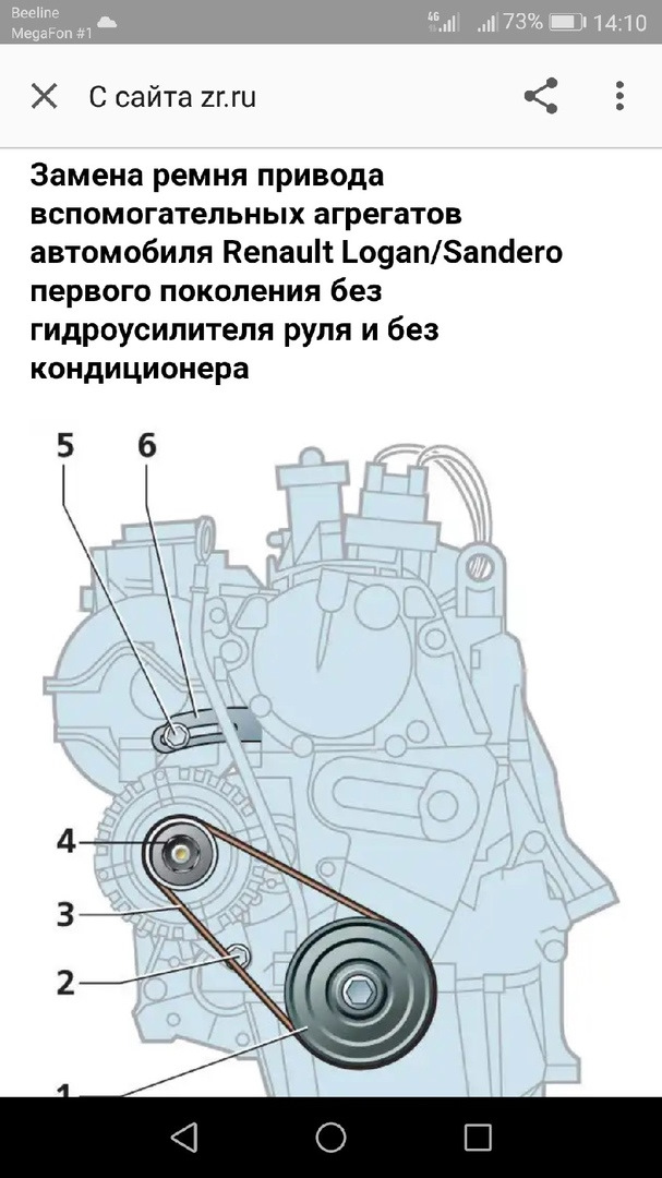 Схема приводного ремня логан