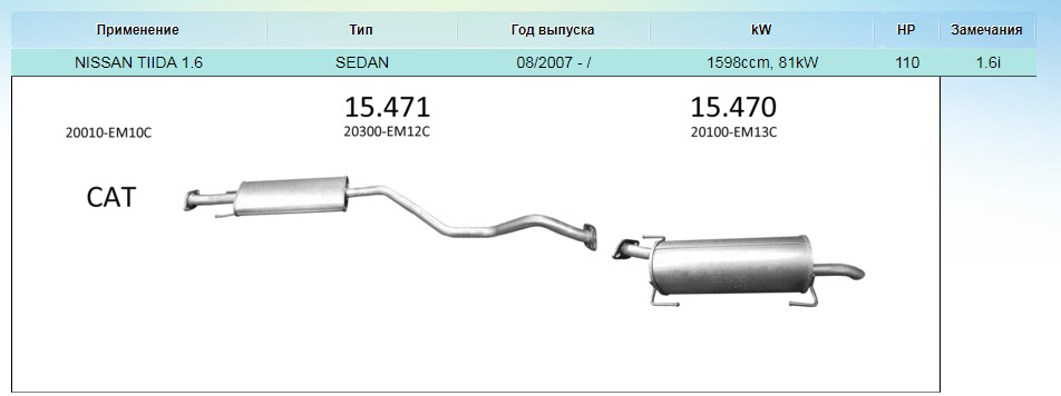 Аналог глушителя ниссан тиида