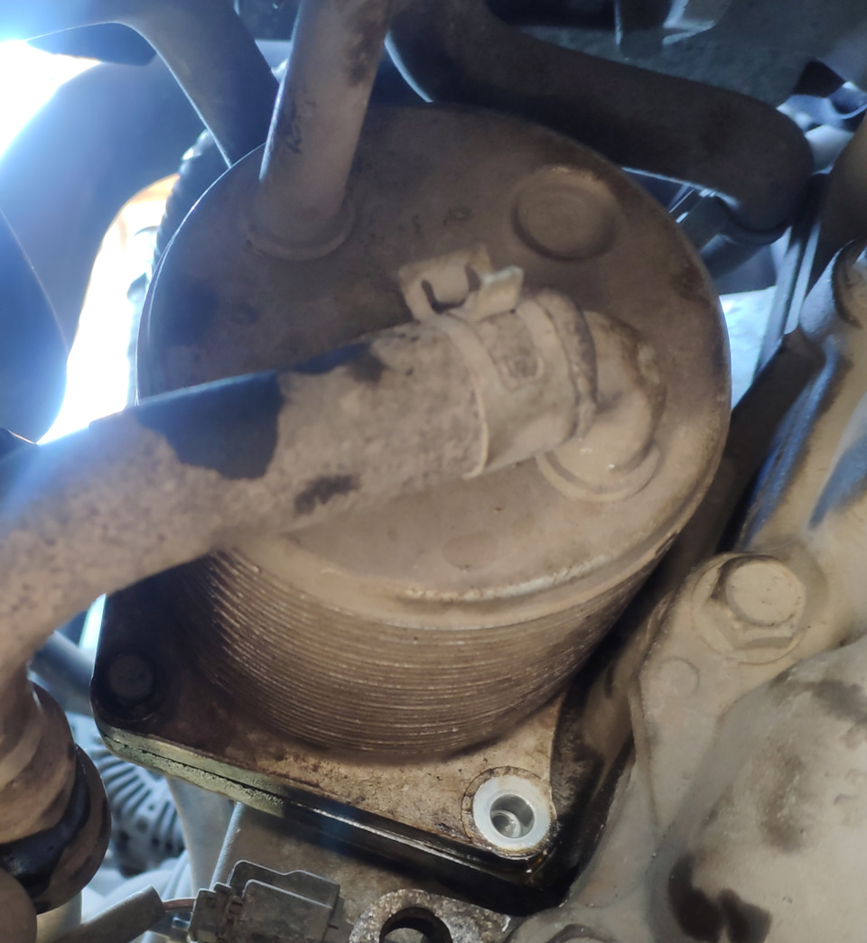 Наживлял болты крест-накрест, левый нижний, верхний правый, остальные два уже не надо выцеливать, держа на весу теплообменник. А вообще проще снять аккумулятор с площадкой и закручивать верхние болты сверху. — Nissan Qashqai (1G)