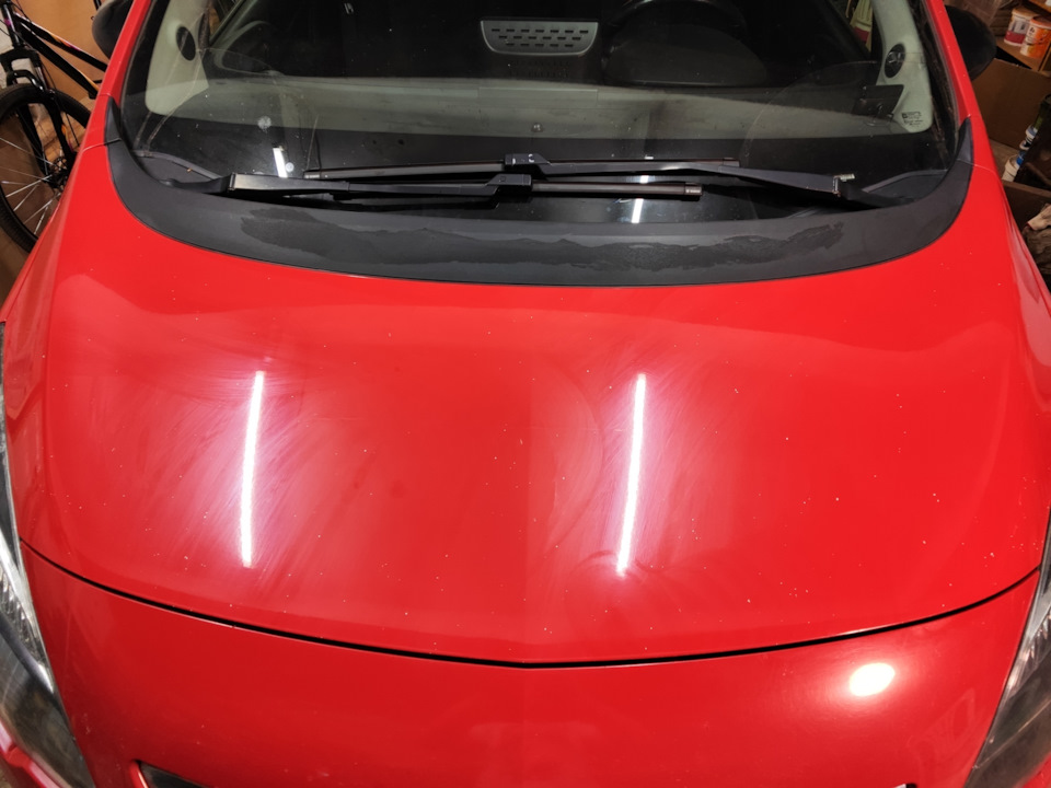 Ремонт сколов на капоте и полировка — Opel Meriva (B), 1,4 л, 2013 года ...