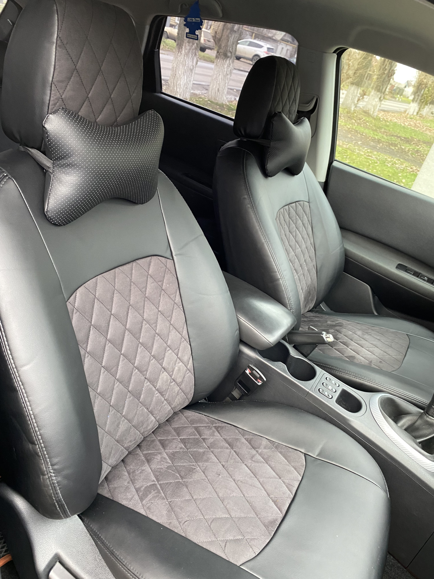 Чехлы экокожа- алькантара ромб — Nissan Qashqai (1G), 1,6 л, 2011 года ...