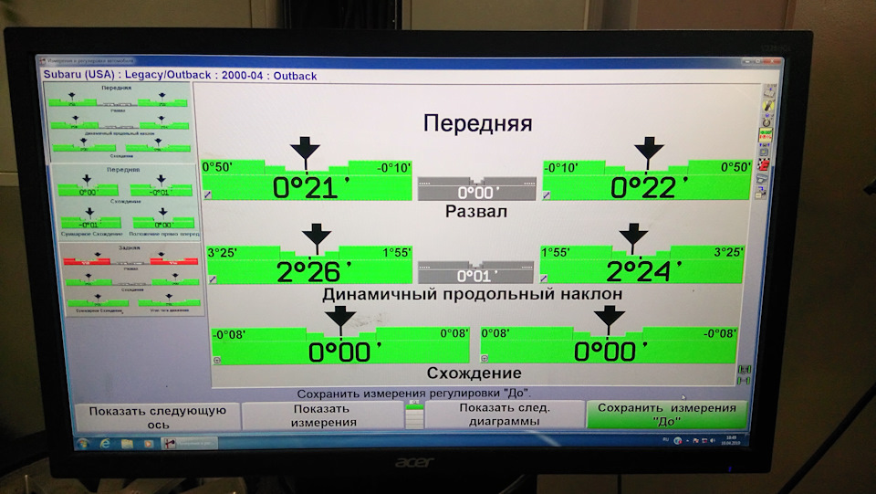После регулировки — Subaru Outback (BH)