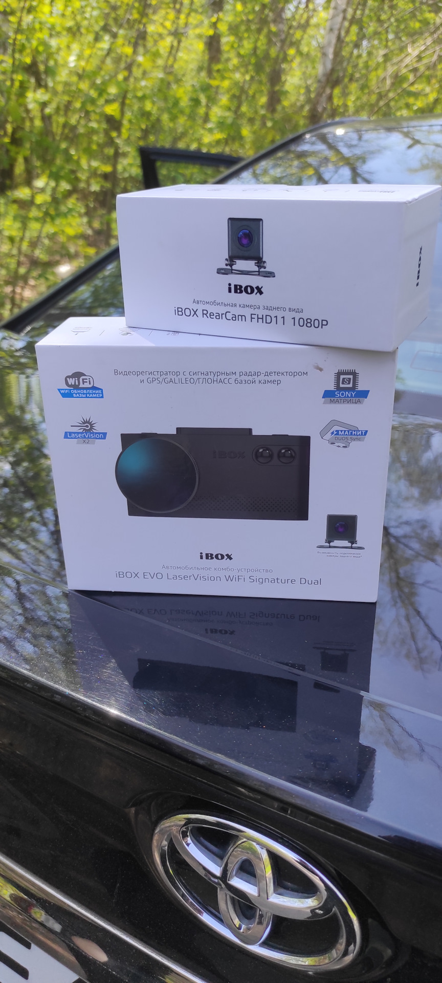 iBOX EVO LaserVision WiFi Signature Dual!+Камера заднего вида IBOX RearCam  FHD11 1080p — Toyota Camry (XV50), 2,5 л, 2017 года | электроника | DRIVE2