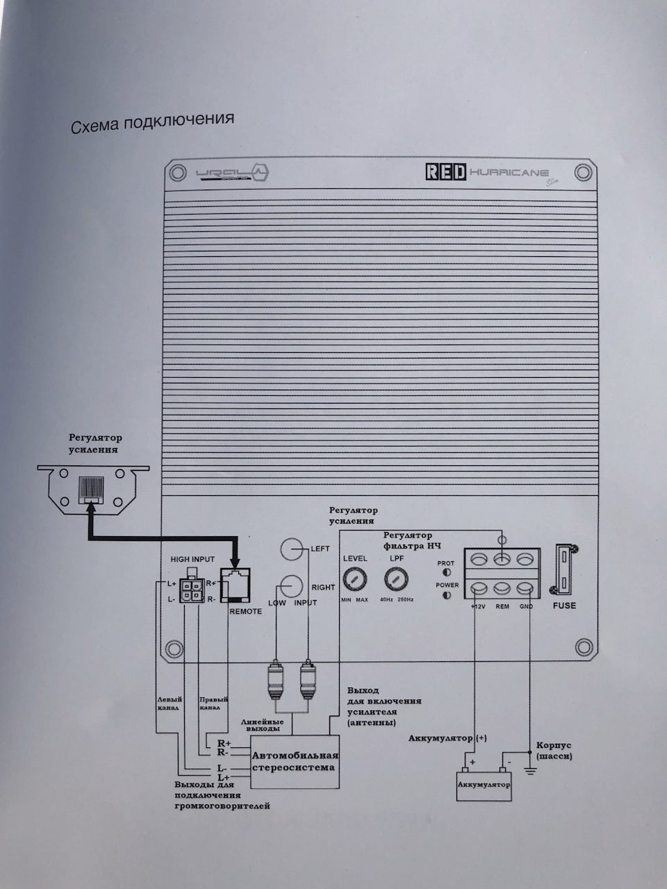 Урал схема подключения сабвуфера