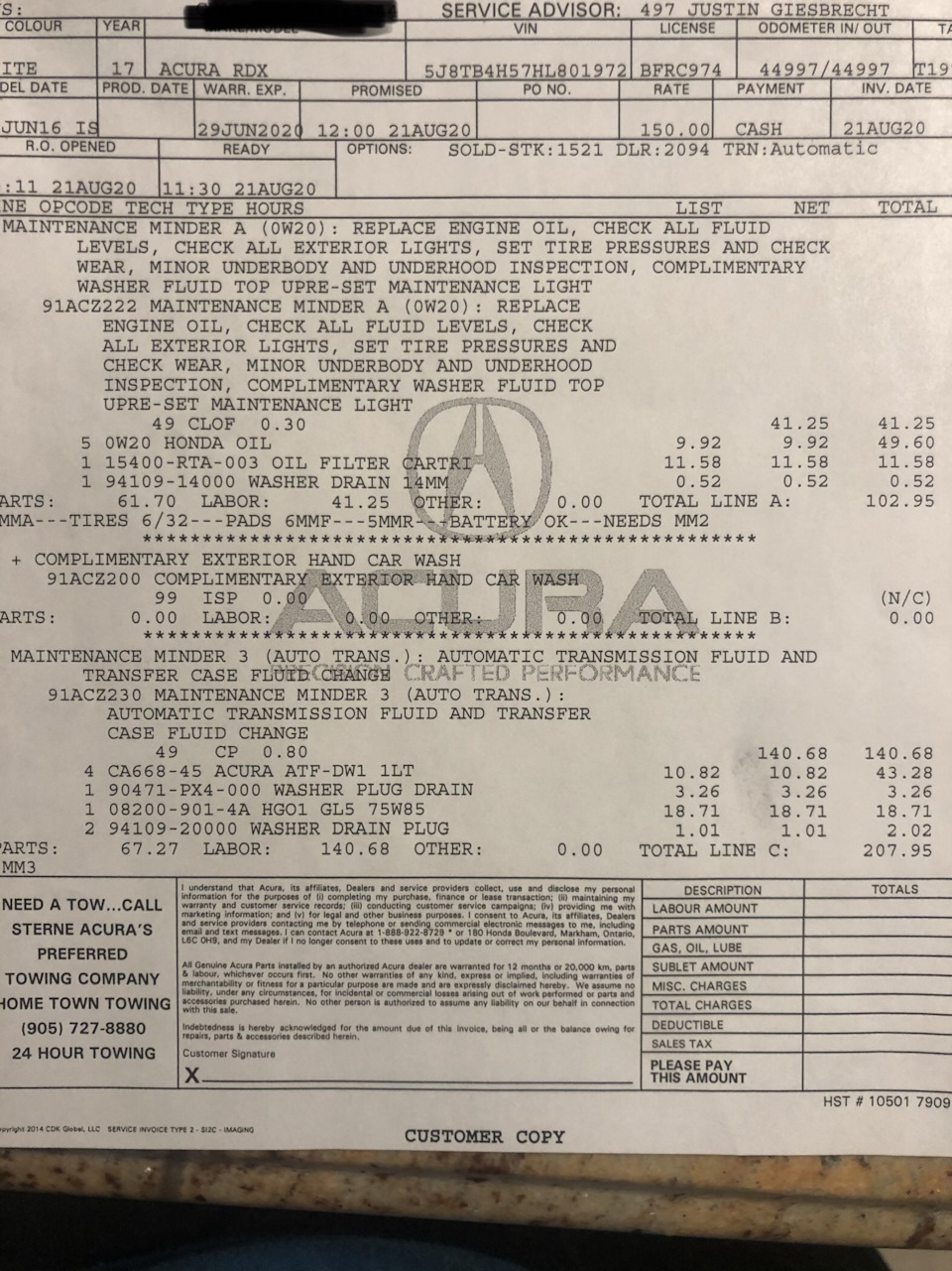 Очередной сервис — Acura RDX (2G), 3,5 л, 2016 года | плановое ТО | DRIVE2