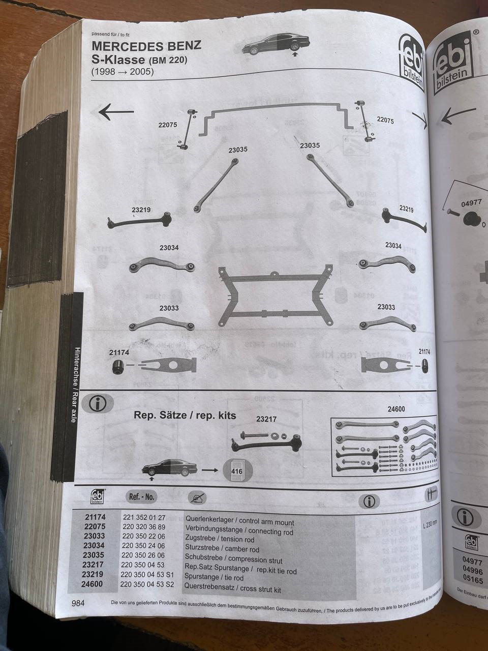 Каталог Febi — Mercedes-Benz S-Class (W220). Запчасти на фото: 2213520127, 2203203689, 2203502206, 2203502406, A2203502606, 2203500453, 2203500453S1, 2203500453S2, Q4996