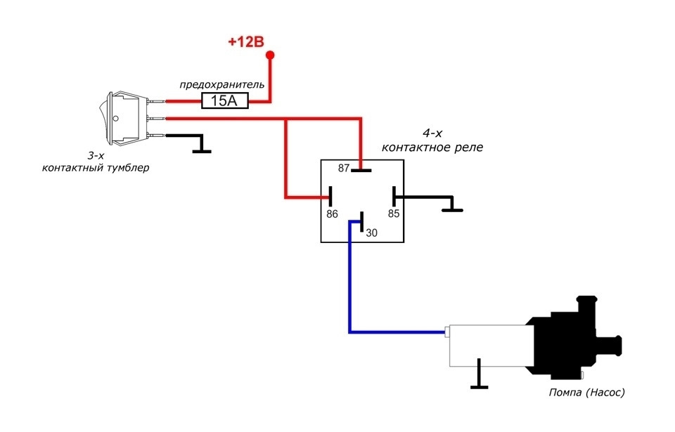 Дополнительное подключение. Схема подключения дополнительной помпы на ВАЗ 2115. Схема подключения доп помпы на ВАЗ 2114. Подключение дополнительного насоса через реле. Как подключить дополнительную помпу через реле и кнопку.