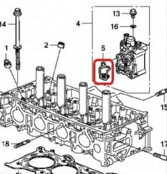 2. Вот эту прокладку под номером 5 — Honda Accord (8G)