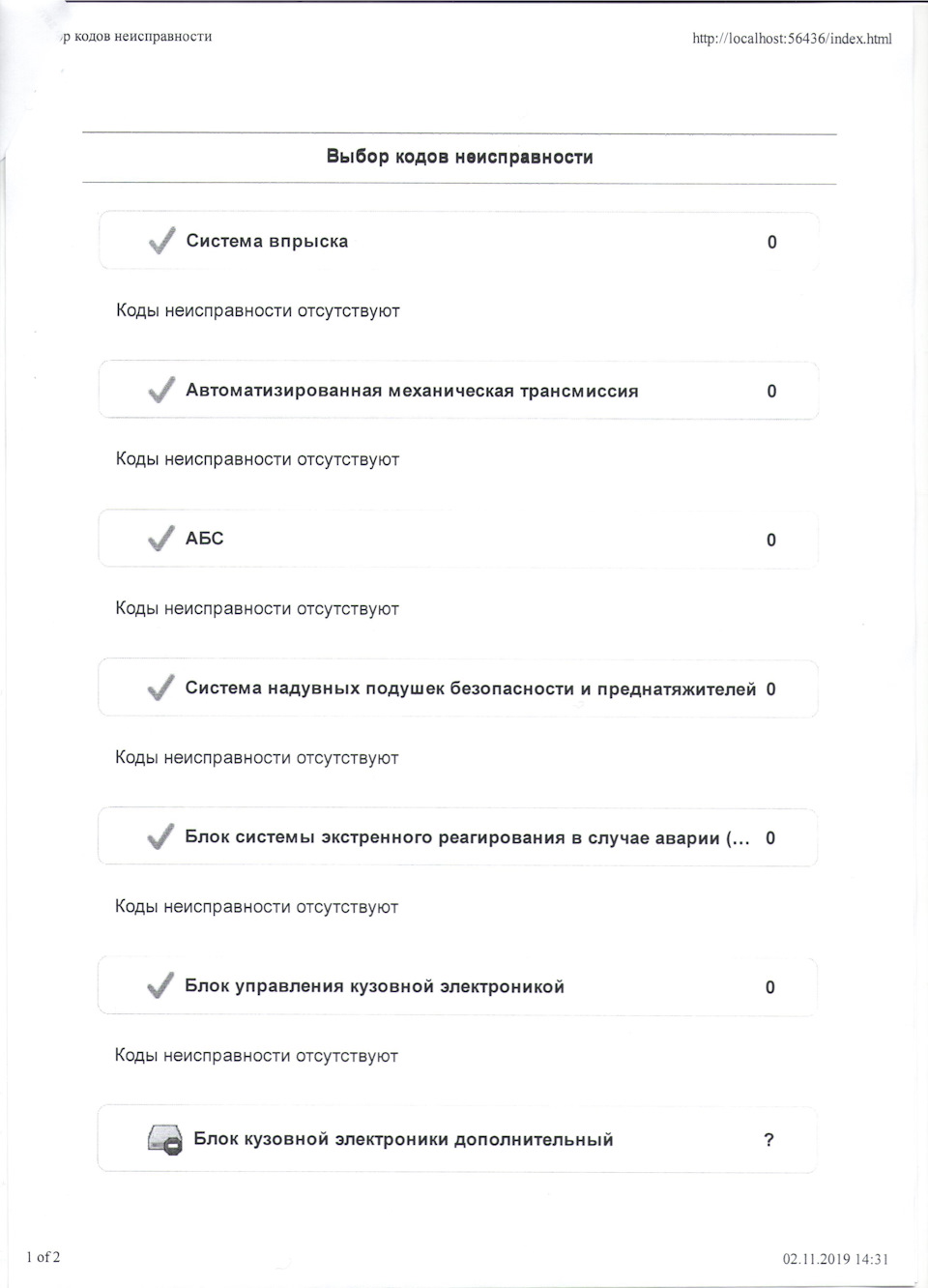 Скан-4 — Lada Vesta SW (1G)